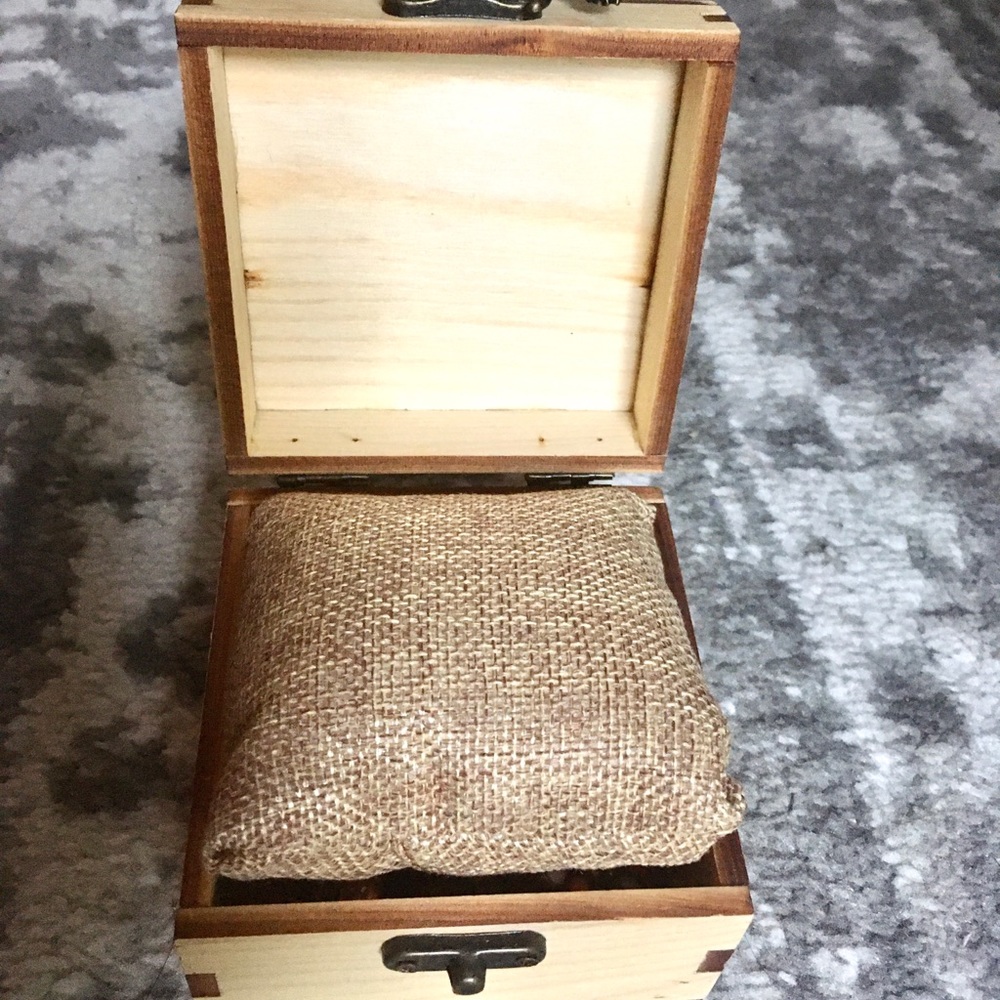 Wooden box with hinges and latch w/pillow